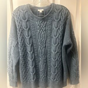 J Jill cotton sweater, size medium, teal blue color. Drop shoulder loose fit.